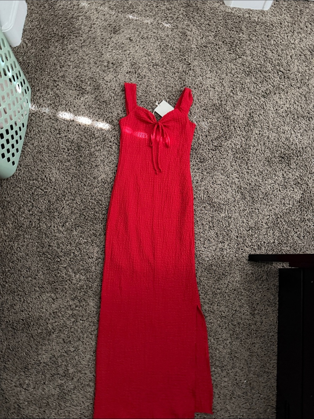 Marshall Red Tie-Front Maxi Dress